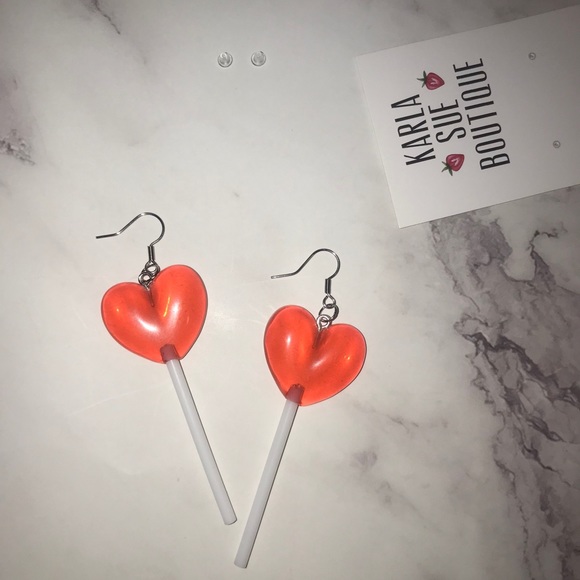 Heart Shape Lollipop Earrings - Picture 3 of 7
